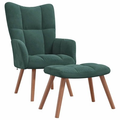vidaXL Relaxing Chair - Dark Green With Footrest