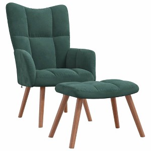 vidaXL Relaxing Chair - Dark Green With Footrest - 1 of 4