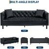 81" Mid-Century Modern Leather Chesterfield Sofa - 3-Seater with Deep Seats, Button Tufted & 2 Pillows | For Living Room, Apartment, Office - 3 of 4