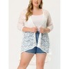 Agnes Orinda Women's Plus Size Lace Sheer High Low 3/4 Sleeve Open Front Cardigans - 2 of 4