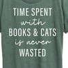 Women's - Instant Message - Time Spent With Books Cats Short Sleeve Graphic T-Shirt - 2 of 4