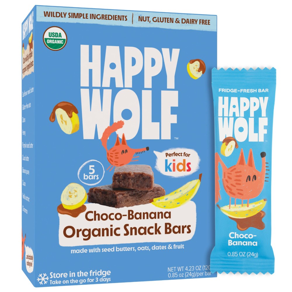 Happy Wolf Chocolate Chip Refrigerated Organic Snack Bars - 4.23oz/5ct