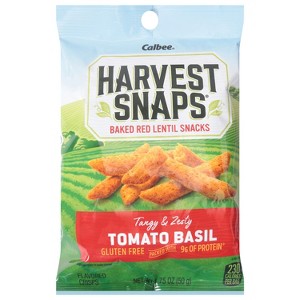 Harvest Snaps Baked Red Lentil Snacks Tangy & Zesty Tomato Basil Flavored Crisps - Pack of 8 - 1.75 oz - 1 of 1