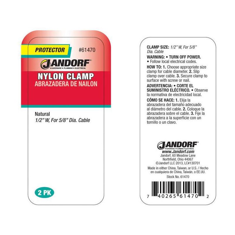 Jandorf 5/8 in. D Nylon Cable Clamp 2 pk, 3 of 5
