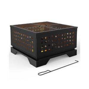 Outdoor Firepit - 21.7 Inch, Spark Screen, Fast Heating, Large Flame for Patio Garden Camping Picnic Bonfire - 1 of 4