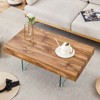 FONTOI Coffee Table with Tempered Glass Legs&Anti - slip Pads, Side Table with Round Edges, Natural Wood&Transparent, 21.6"*15"*39.3" - 4 of 4