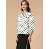 INSPIRE CHIC Women's Ruffle Shoulder Polka Dots Elastic Cuff 3/4 Sleeves Bow Tie Neck Blouse - 4 of 4