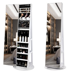 Vlsrka 360° Swivel Free-Standing Jewelry Armoire Cabinet with Mirror - 1 of 4