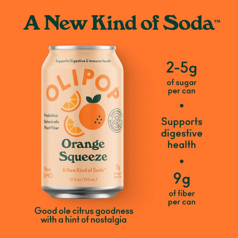 OLIPOP Orange Squeeze Prebiotic Soda - 12 fl oz, 4 of 14