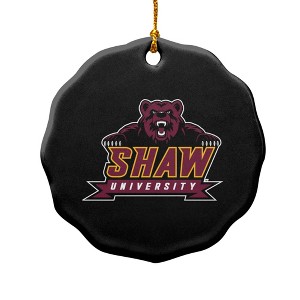 Shaw University Primary Logo Porcelain Scalloped Holiday Christmas Tree Ornament  2.8" (7.1 cm) - 1 of 4