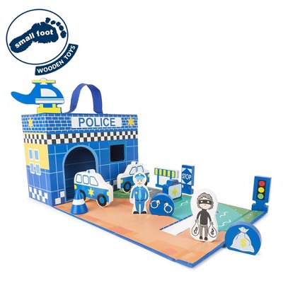 Small Foot Wooden Toys Police Station Playworld In Carrying Case