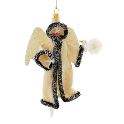Italian Ornaments 8.0 Inch Artic Queen Twist With Snow Bird Angel Icicle Ornament Tree Ornaments