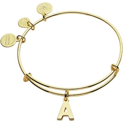 Alex and Ani Expandable Bangle for Women, Initials A to Z Letter Charms, Shiny Finish, 2 to 3.5 in