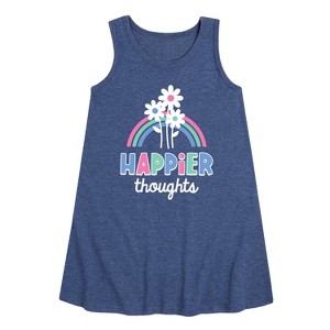 Girls' - Instant Message - Happier Thoughts Graphic Sleeveless Aline Dress - 1 of 4