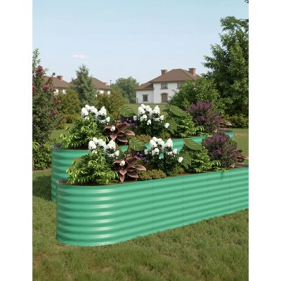 2 Pcs Raised Garden Beds Outdoor - Galvanized Steel Planter Box for Vegetables, Flowers, Rust-Resistant Garden Box
