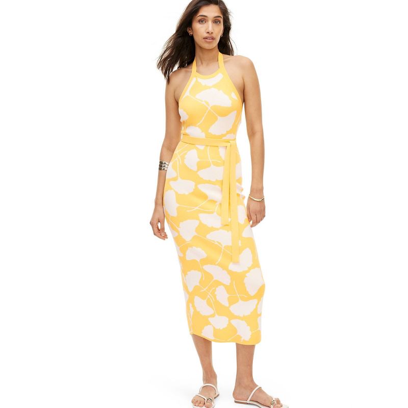 Women's Halter Tie Neck Ginkgo Yellow Sweaterknit Midi Dress - DVF for Target, 5 of 13