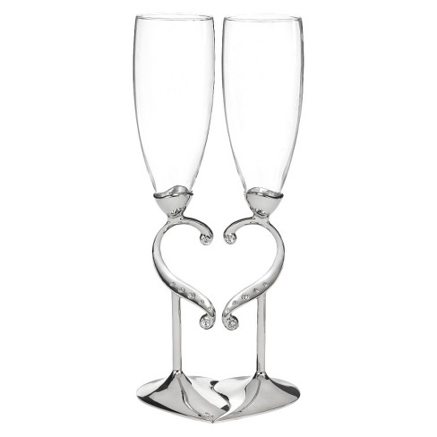 Interlocking Heart Wedding Champagne Flutes Target