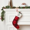 20" Plaid Monogram Christmas Holiday Stocking with Faux Fur Cuff Red/Green/White - Wondershop™ - 2 of 3