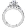 Pompeii3 1 1/4ct Cushion Halo Diamond Engagement Matching Wedding Ring Set 14K White Gold - Size 4 - 2 of 4