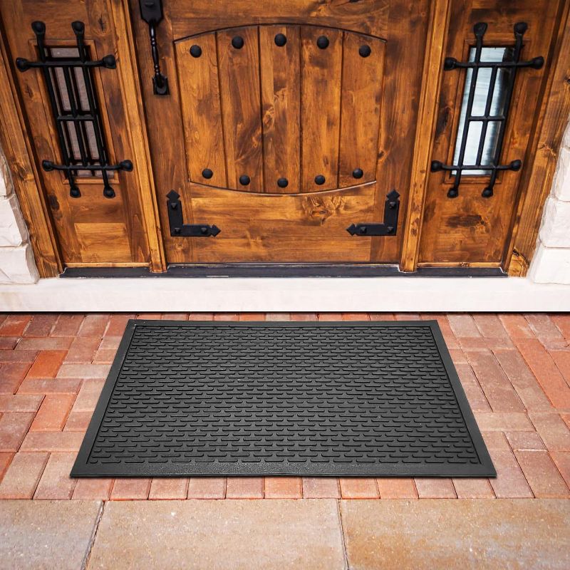KOVOT 30" x 18" Non Slip Ridge Scraper Floor Mat Durable Heavy Duty Rubber for Indoor & Outdoor Door Mat Entrance, 4 of 7