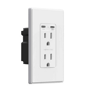 ELEGRP USB Outlets Receptacles, 65W Dual USB C Wall Outlet, Power Delivery 15 Amp Tamper Resistant Electrical Outlet, Wall Plate Included, UL Listed - 1 of 1