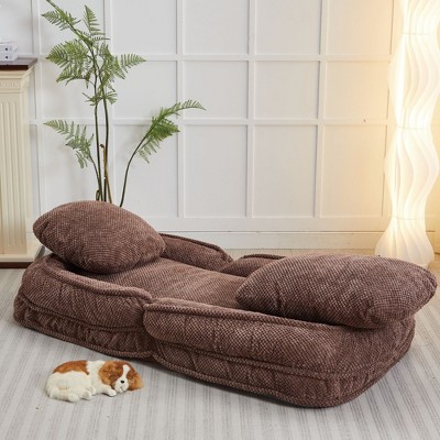 69.29"HumanDogBed,LazySofaCouch,5AdjustablePosition,sit,sleep,fold,suit to put in bedroom, living room ,Space Saving Design,Brown