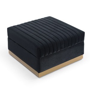 NicBex Modern 30.7" Square Ottoman Velvet Footstools with Vertical Channel Tufted for Bedroom and Living Room - 1 of 4