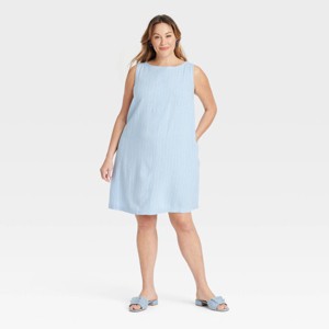 Women's Linen Woven Mini Shift Dress - Ava & Viv™ - 1 of 3
