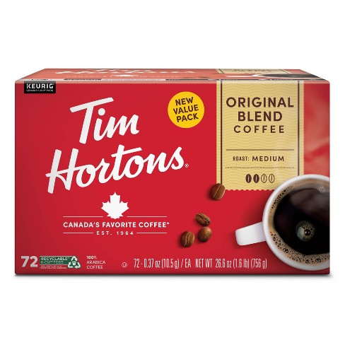 Tim Hortons Medium Roast Original Blend Coffee K cup Pods 72ct