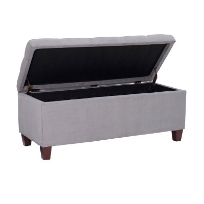 Carmen 48.5" Gray Microfiber Shoe Storage Ottoman with Cushioned Top