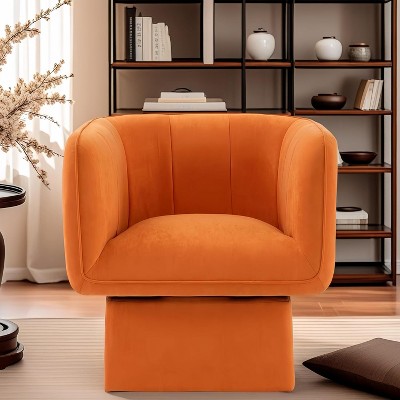 homfan Pumpkin Swivel Barrel Chair - 360° Rotating Accent Armchair for Office/Bedroom - Reading Chair, Orange