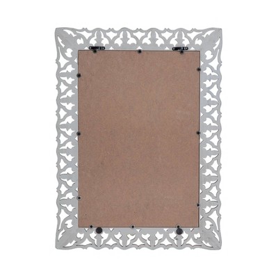 Calie Distressed Grey 25" Ornamental Wood Wall Mirror