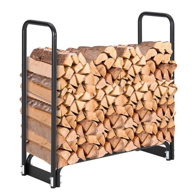 4 Ft Firewood Rack Outdoor, Firewood Rack With Anti-Rust Coating and Waterproof Cover, Firewood Holder