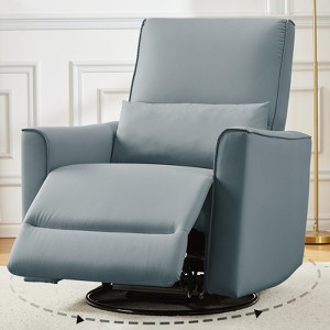 Recliner Chair, Swivel Recliner - Manual Rocker Glider with Lumbar Support, Gray PU Leather Single Sofa for Living Room, Nursery & Bedroom - 1 of 4