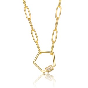Guili 14K Gold Plated Cubic Zirconia Charm Necklace, showcasing shimmering stones for a modern, chic look that adds grace to any outfit. - 1 of 3