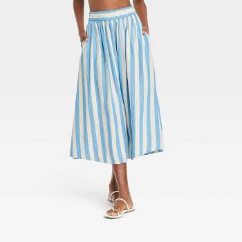 Women's Beach Bungalow Linen Midi Picnic Skirt - A New Day™