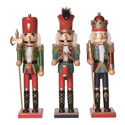 Transpac Wood Glitz & Glam Nutcracker Set of 3 Christmas Home Decorations