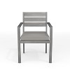 Martha Stewart Bedford Indoor-Outdoor Stackable Patio Dining Armchair with Brushed Woodgrain Aluminum Finish and All-Weather Seat Cushion - 3 of 4