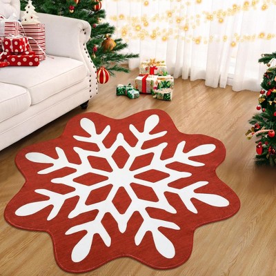 Christmas Rug Washable Xmas Snowflake Area Rugs