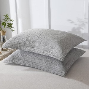 LISM 100% Cotton Quilted Pillow Shams, 26" x 20" (Pack of 2) - 1 of 4