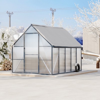 Aluminum-Framed Polycarbonate Greenhouse, Heavy Duty Polycarbonate Greenhouse with Roof Vent, Large Enhanced Aluminum Greenhouse Kit