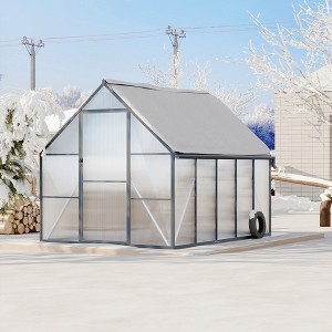 Aluminum-Framed Polycarbonate Greenhouse, Heavy Duty Polycarbonate Greenhouse with Roof Vent, Large Enhanced Aluminum Greenhouse Kit - 1 of 4
