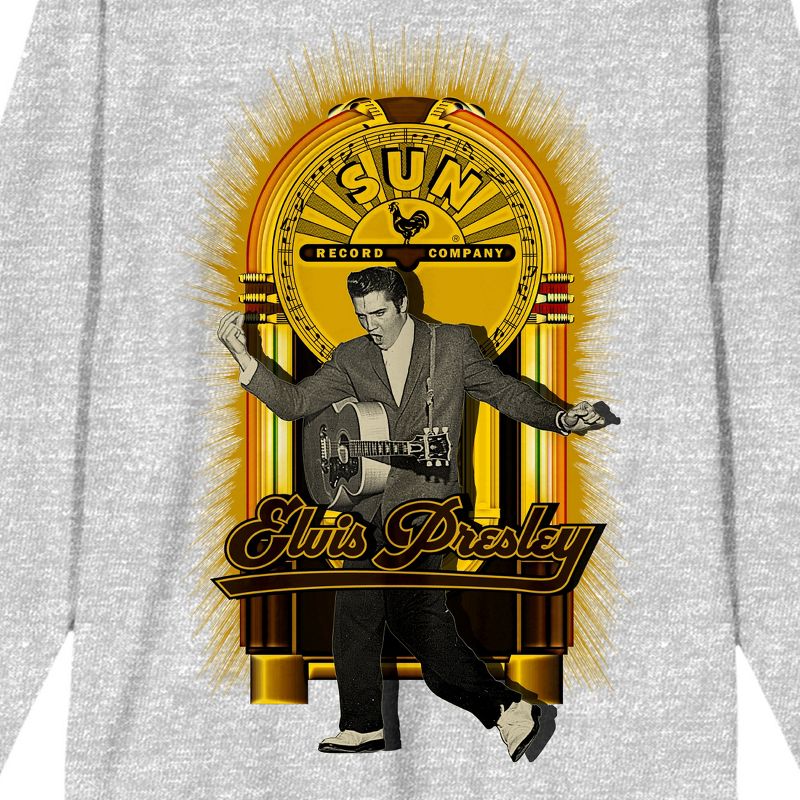 Sun Records Elvis Presley Vintage Jukebox Art Crew Neck Long Sleeve Athletic Heather Men's Tee, 2 of 3