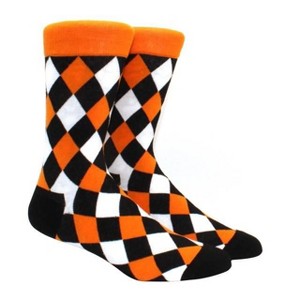 Orange Diamond Argyle Pattern Socks  (Men's Sizes, Adult Large) from the Sock Panda - 1 of 3