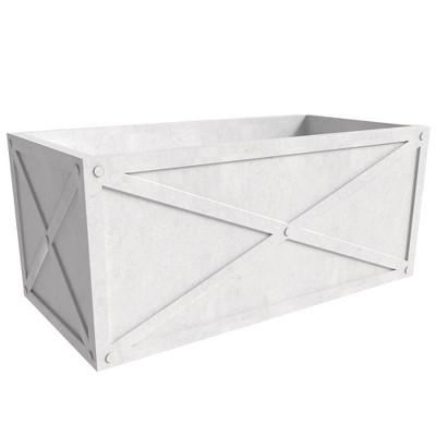 White Fiberstone Rectangular Weather-Resistant Planter Box with Drainage Holes