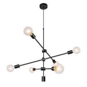 DORESshop 6-Light Black Unique Modern Linear Chandelier Pendant - 1 of 4
