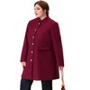 Agnes Orinda Women's Plus Size Elegant Mid-Length Stand Collar Back Split Winter Single Breasted Overcoats - 3 of 4