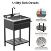 Karl Home 25.7 in. Freestanding Stainless Steel Utility Sink with Towel Rack and Storage Shelf - 4 of 4
