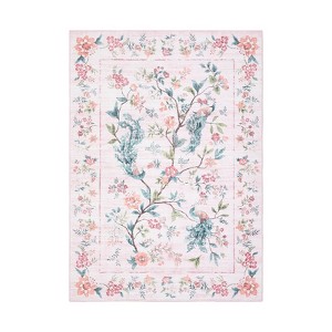 Washable Modern Living Room Rugs with Peacock & Floral Print, Soft Non Slip Bedroom Carpet, Low Pile Dining Room Rugs - 1 of 4