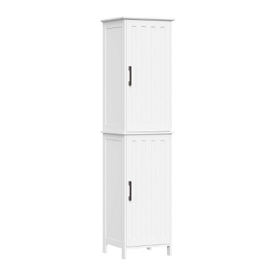 Multifunctional Tall Bathroom Corner Storage Cabinet With Two Doors,  Adjustable Shelves And Open Shelves, White - Modernluxe : Target